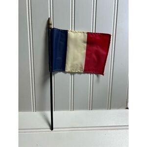 France French Vintage Desk Table Flag on Stick